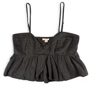 American Eagle Cropped Peplum Charcoal Camisole